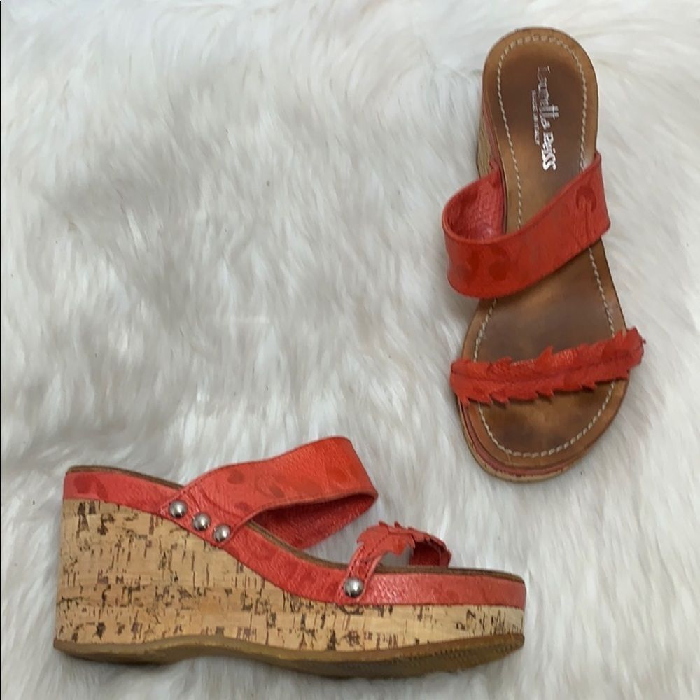 Lauretta Reiss Red‎ Leather Platform Mules Size 6.5